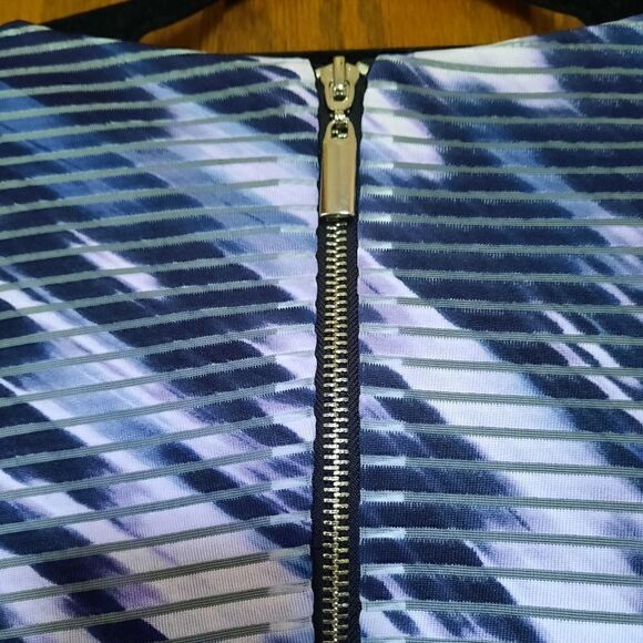 Jennifer Lopez Midi Tank Dress Stretchy Striped Purple - Picture 7 of 13